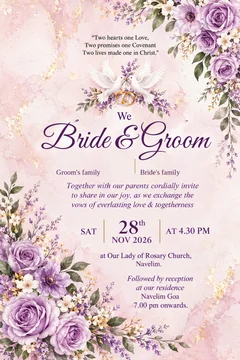 Blush pink colour option of the wedding invitation