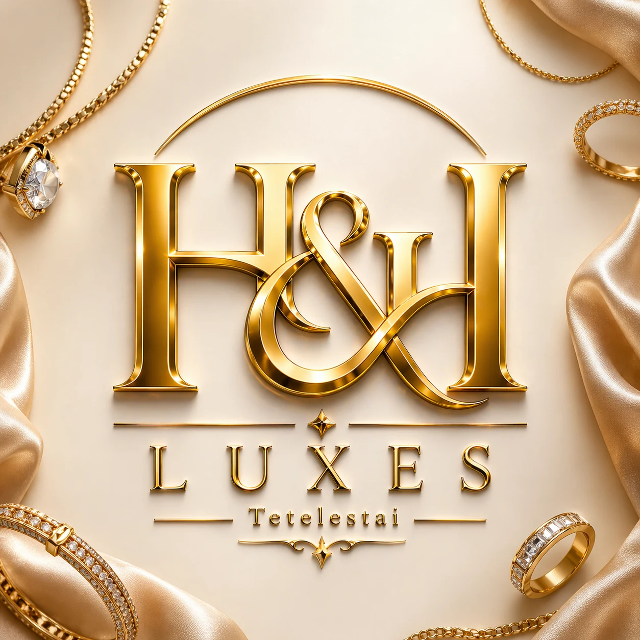 Gold monogram logo for Luxes with the tagline Tetelestai